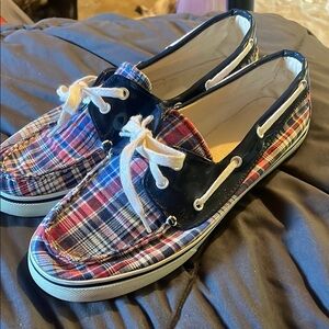 Dexter Plaid Boat Shoes with White Laces Womens Sz 9.5